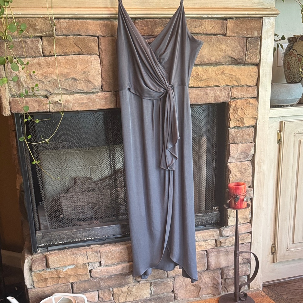 Anthropologie Gray Silky Dress